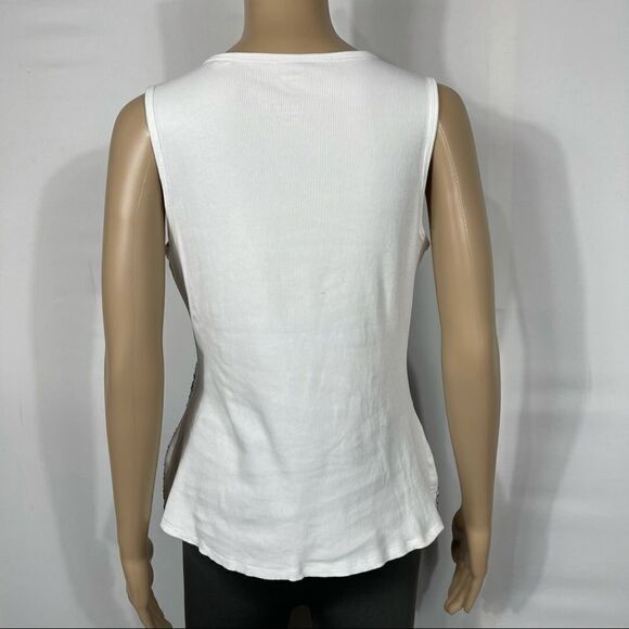 Zenergy White With Black Sequin Tank Top - Picture 2 of 11